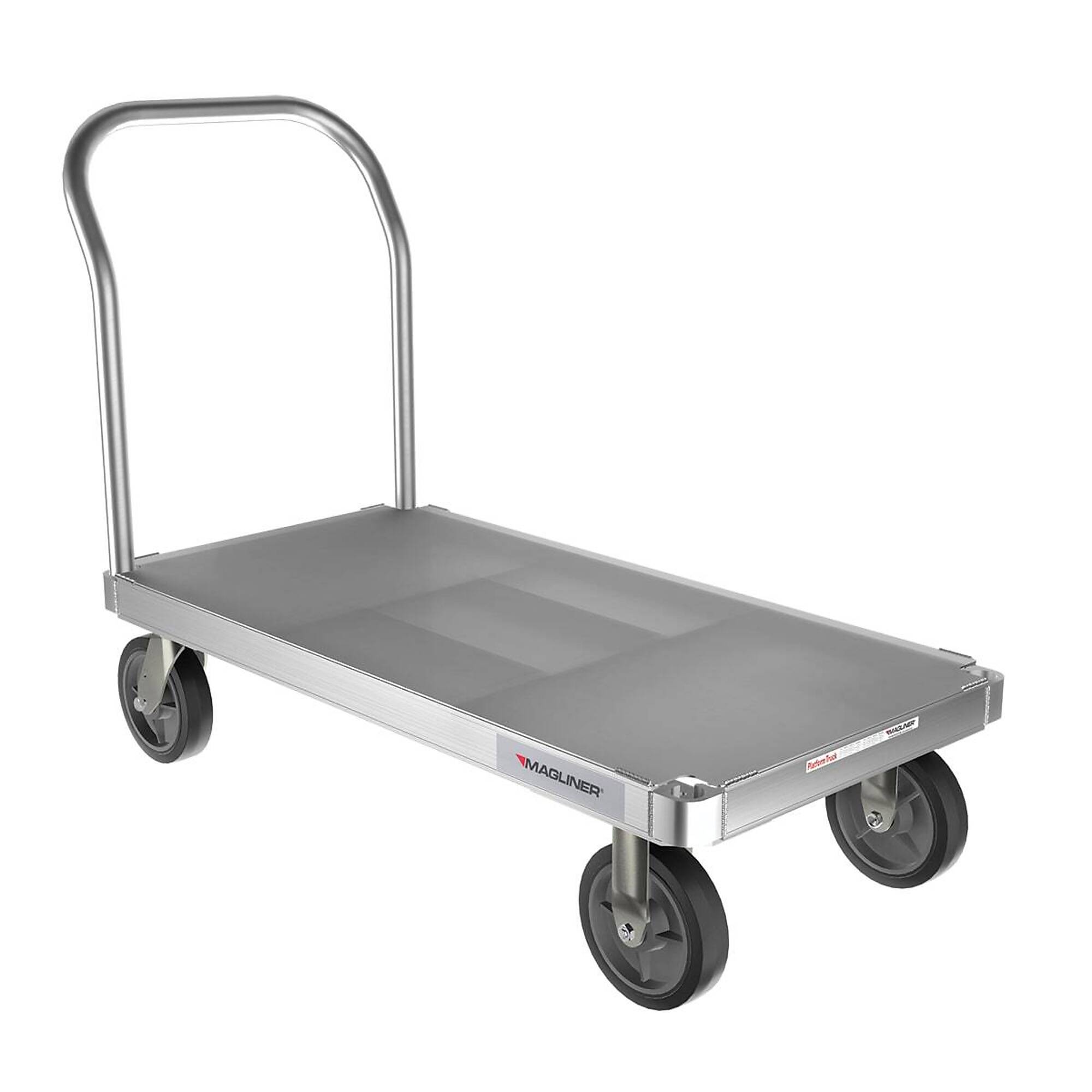 Platform Truck 24" x 48" Smooth Plate Deck, One Handle, 8" TPR Casters - Unassembled